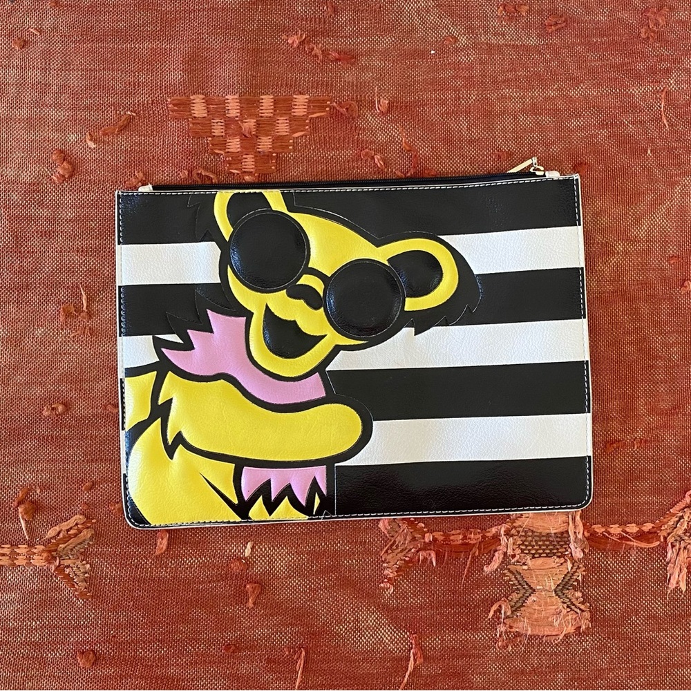 Alice + Olivia striped Grateful Dead pouch clutch